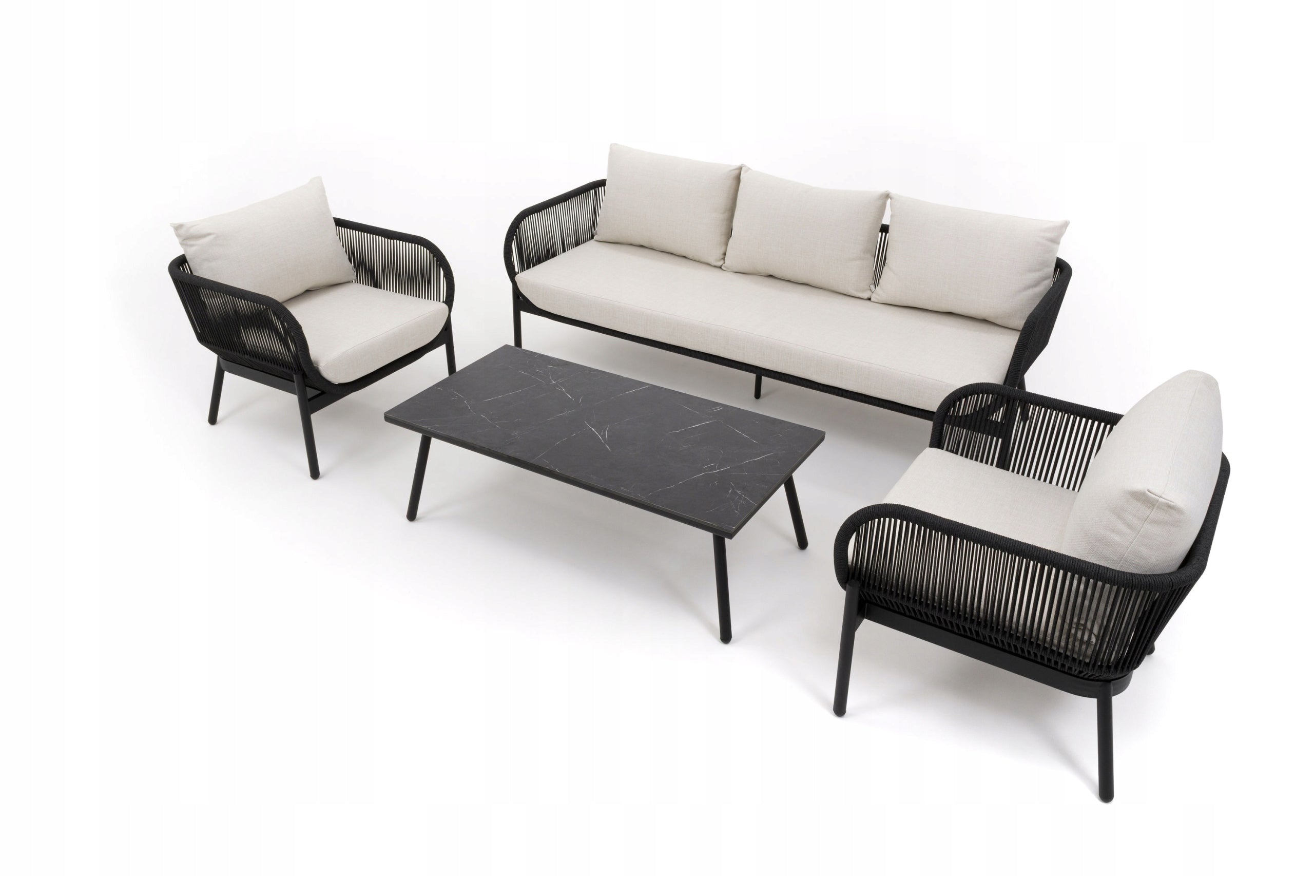 GARDEN FURNITURE SET MODERN ALUMINUM BELIZE LUX BLACK AND BEIGE Color beige