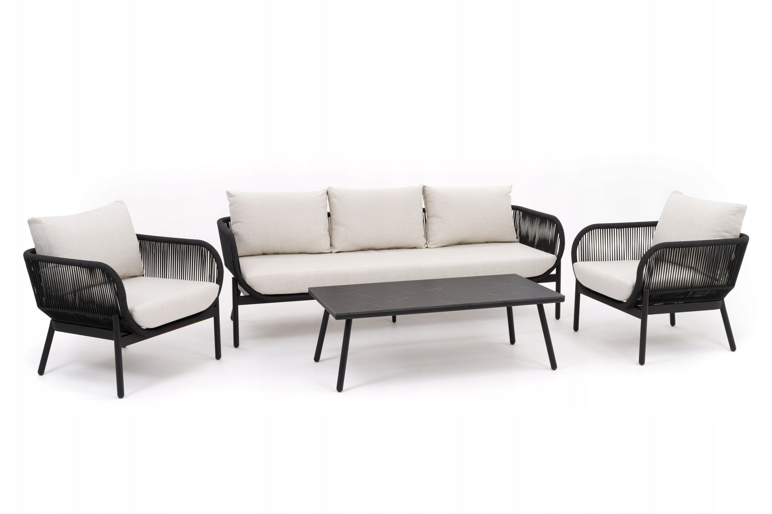 GARDEN FURNITURE SET MODERN ALUMINUM BELIZE LUX BLACK AND BEIGE Manufacturer New Home