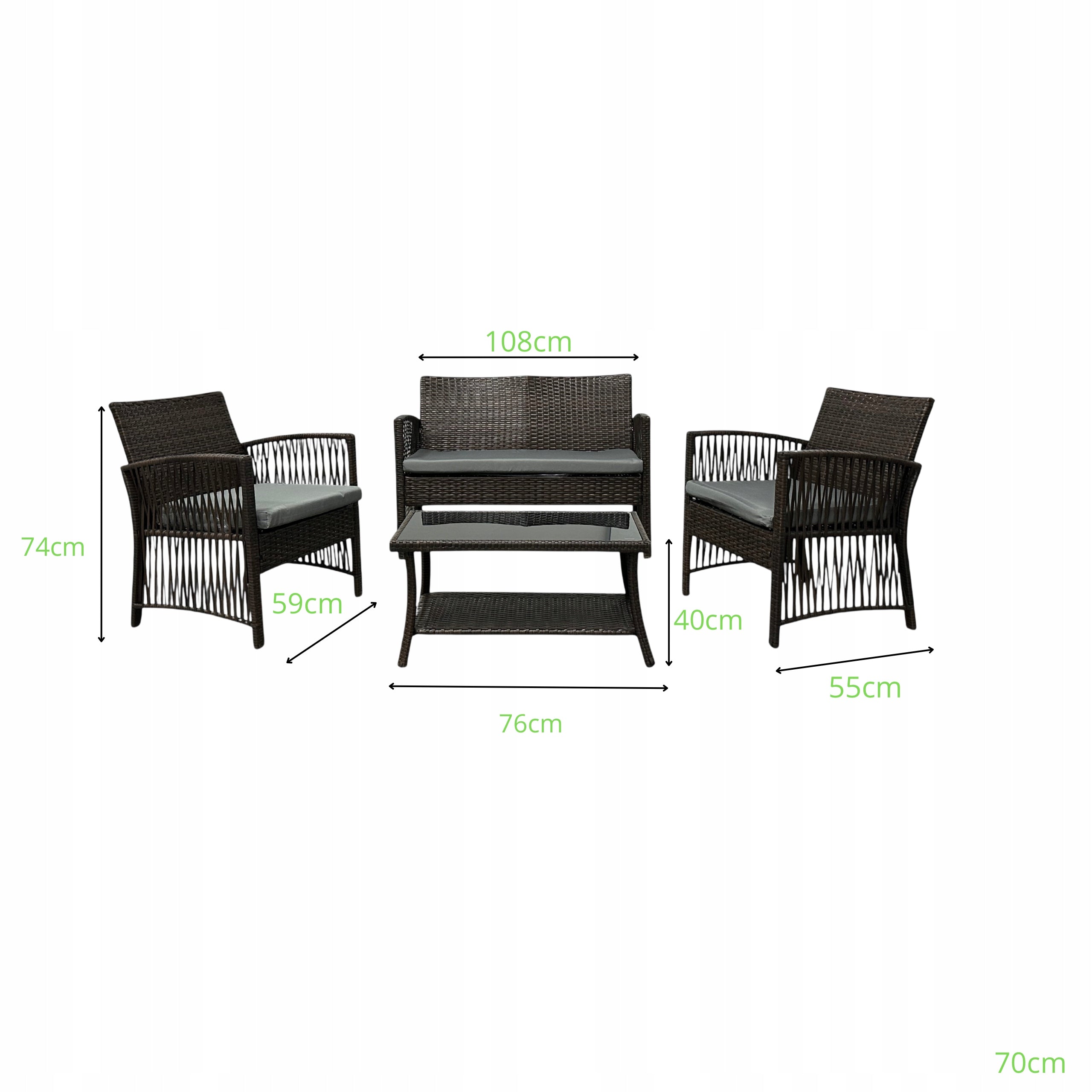 GARDEN FURNITURE SET NM-02 MTG GARDEN FURNITURE RATTAN GREY Line Ideal Garden