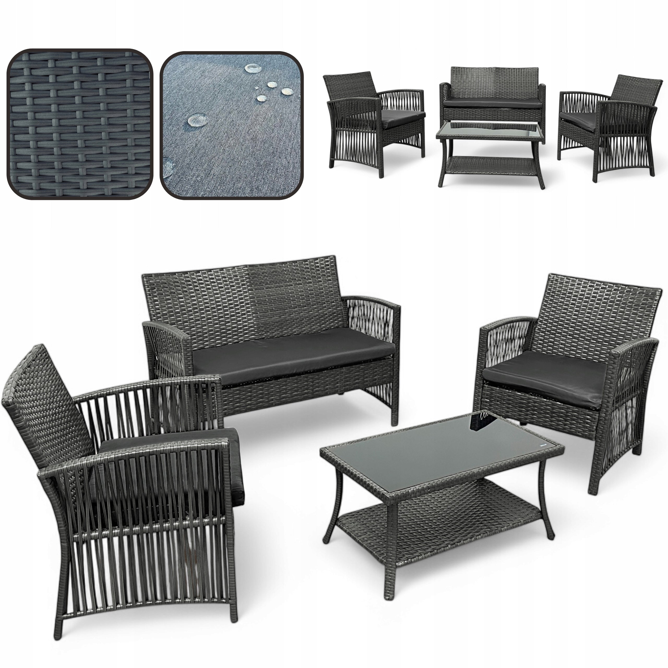 GARDEN FURNITURE SET NM-02 MTG GARDEN FURNITURE RATTAN GREY