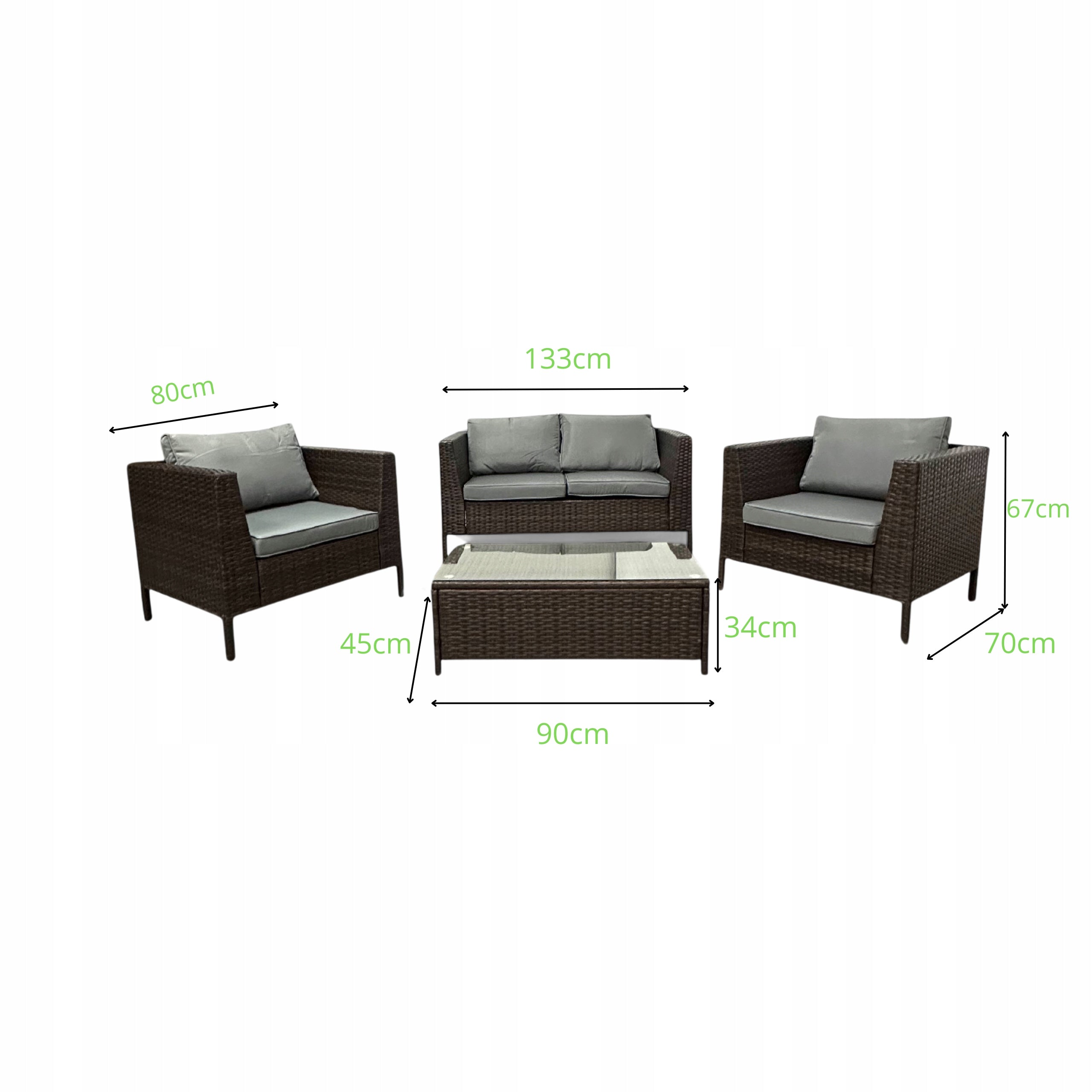 GARDEN FURNITURE SET NM-07 MTG GARDEN FURNITURE RATTAN GREY Set contents armchair bench end table