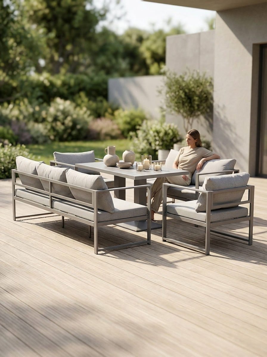 GARDEN FURNITURE SET NM-2011G METAL RAISED TABLE GREY PREMIUM Color gray