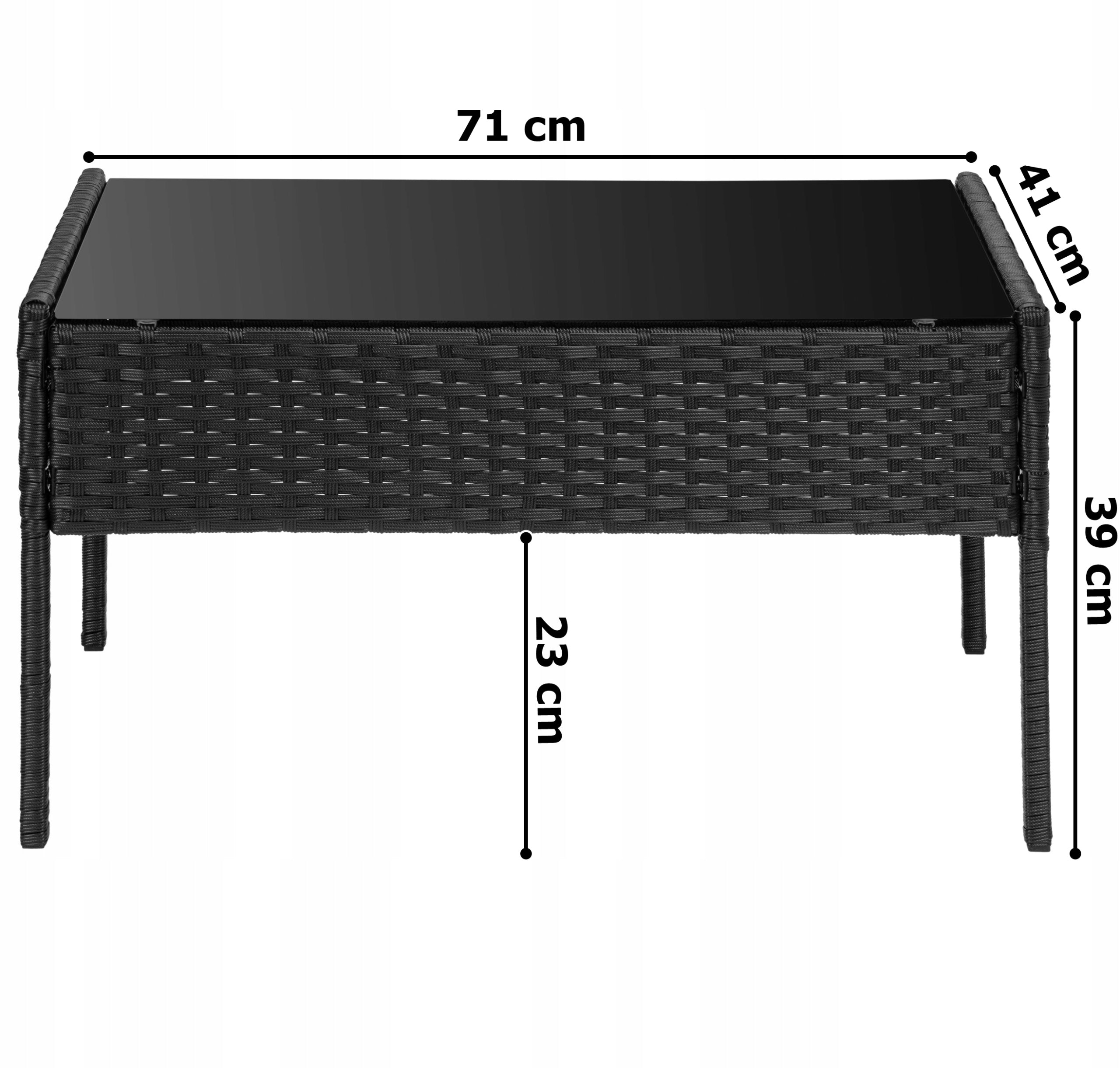 GARDEN FURNITURE SET RATTAN SET SOFA ARMCHAIRS COFFEE TABLE Color black