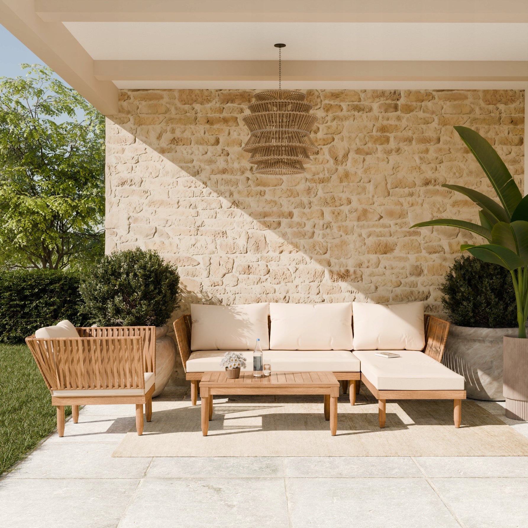 GARDEN FURNITURE SET SEMPLE 3-SET WOODEN CREAM ZENJOY Manufacturer ZENJOY