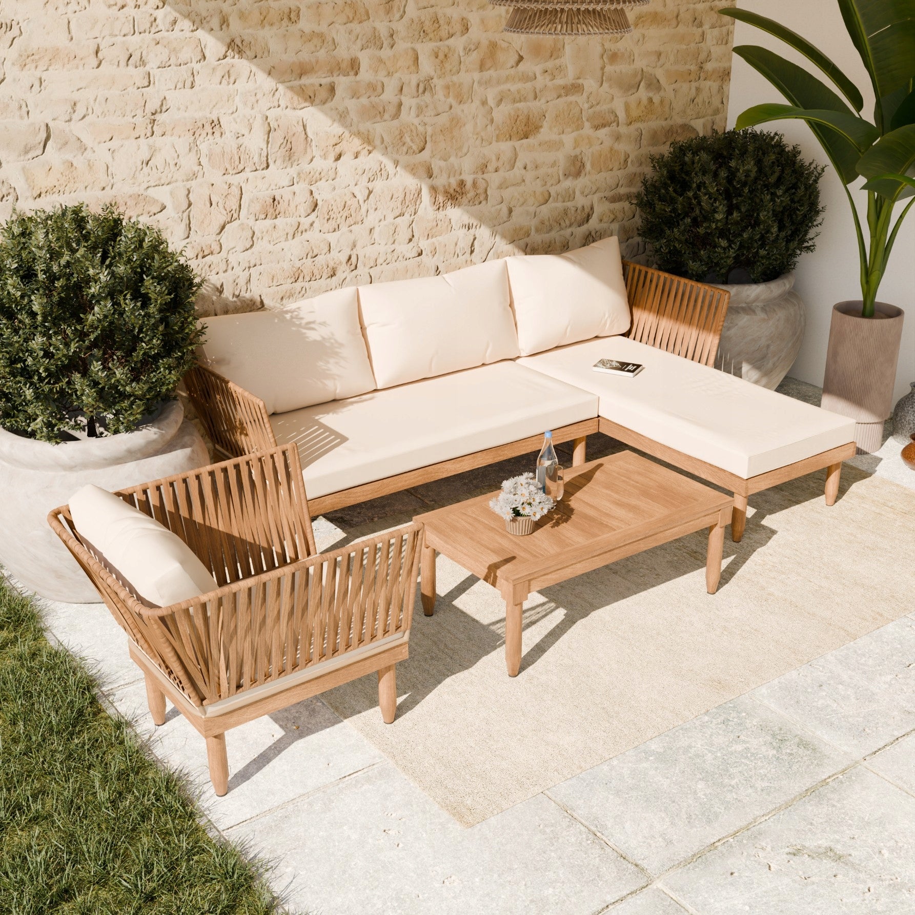GARDEN FURNITURE SET SEMPLE 3-SET WOODEN CREAM ZENJOY Manufacturer code SEMPLE_KREMOWY