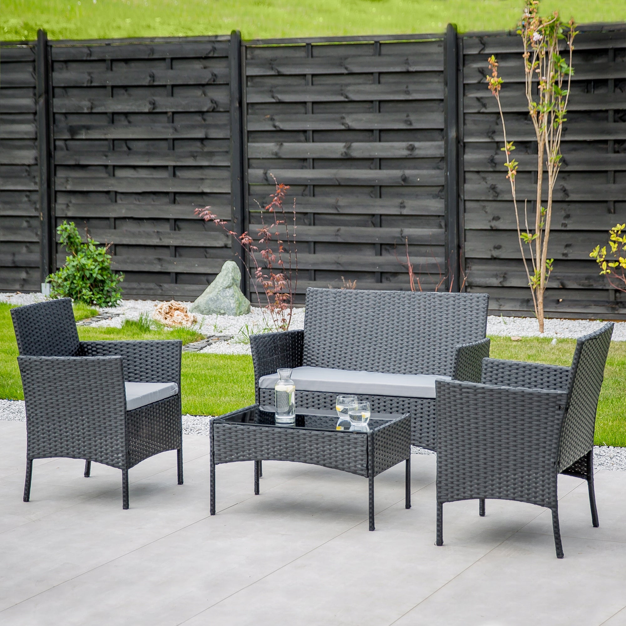 GARDEN FURNITURE SET SFS010 MTG GARDEN FURNITURE RATTAN GREY Packaging status original
