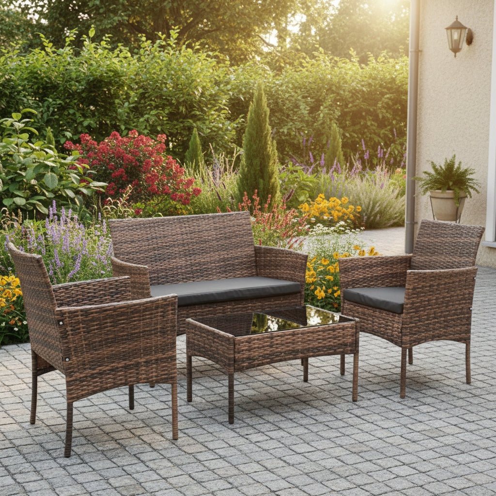 GARDEN FURNITURE SET SFS010 MTG GARDEN FURNITURE RATTAN LIGHT BROWN Packaging status original