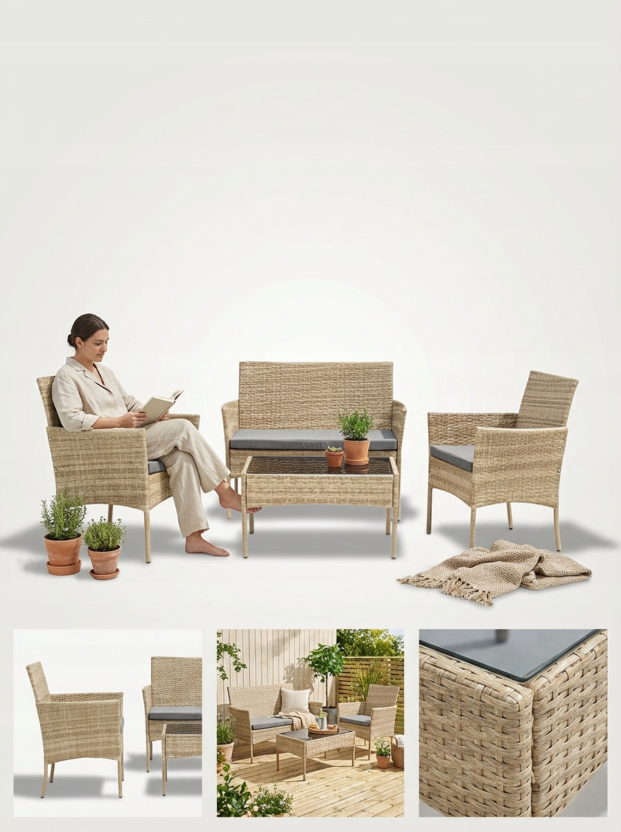 GARDEN FURNITURE SET SFS010 MTG GARDEN FURNITURE RATTAN NATURAL Main material synthetic rattan