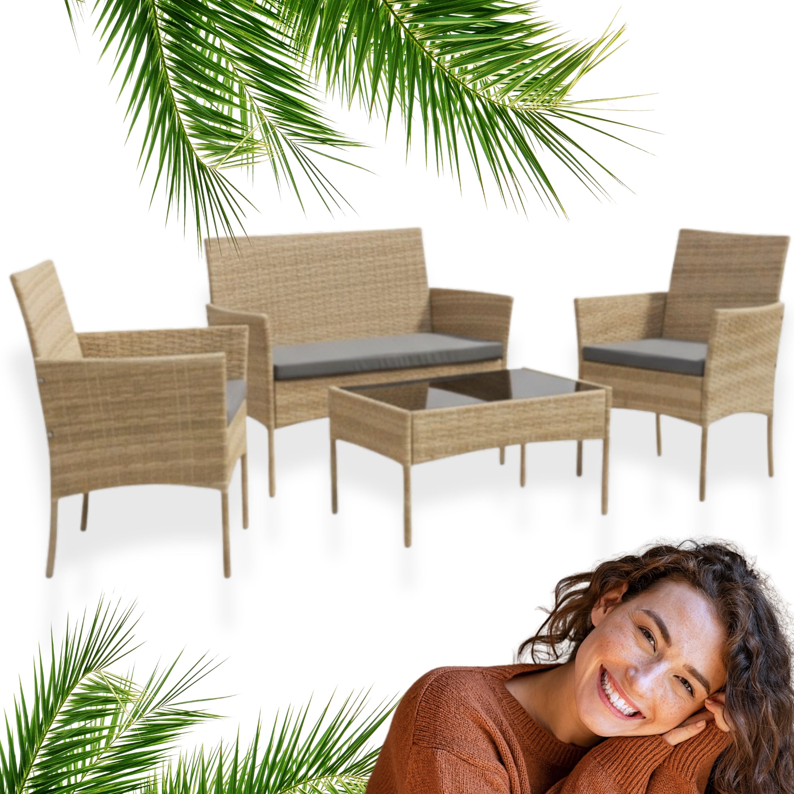 GARDEN FURNITURE SET SFS010 MTG GARDEN FURNITURE RATTAN NATURAL