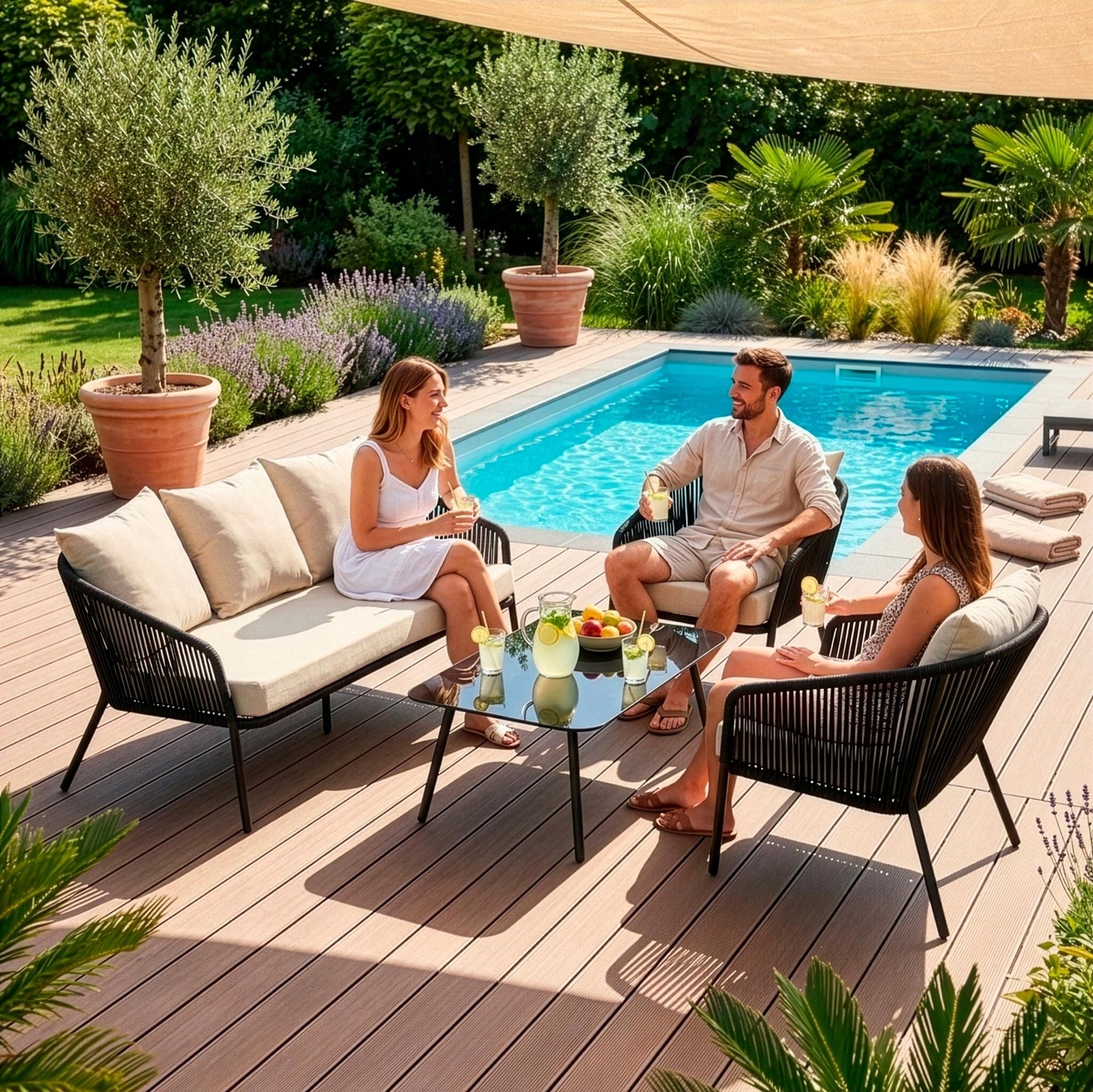 GARDEN FURNITURE SET SOFA ARMCHAIR STEEL FOR TERRACE FURNITURE SET FOR 5 PEOPLE Number of people 5