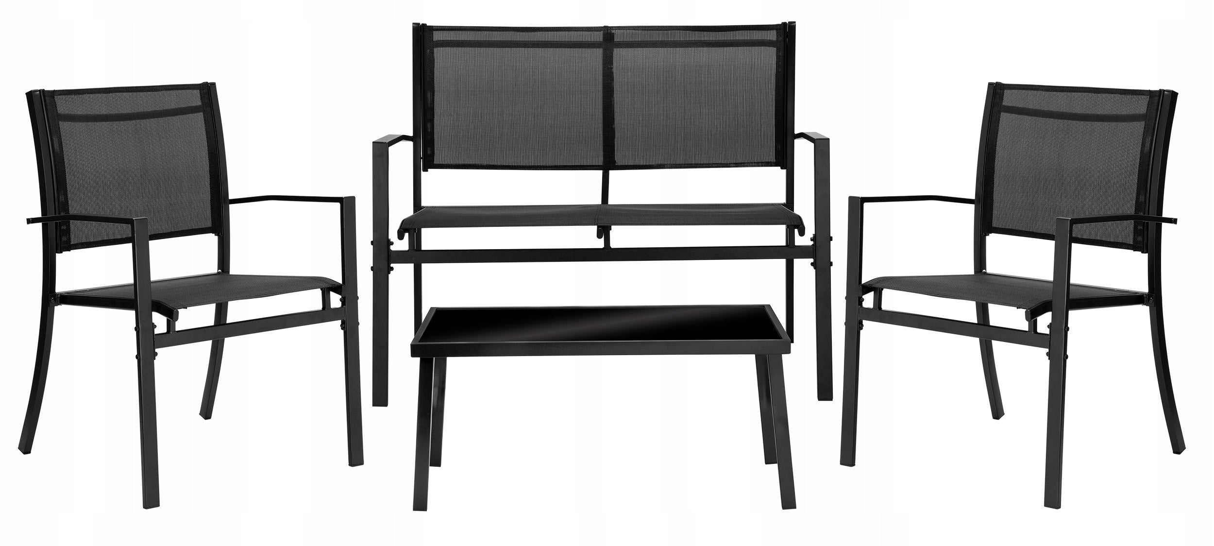 GARDEN FURNITURE SET SOFA ARMCHAIRS TABLE GARDEN FURNITURE TERRACE BALCONY 4in1 Color black