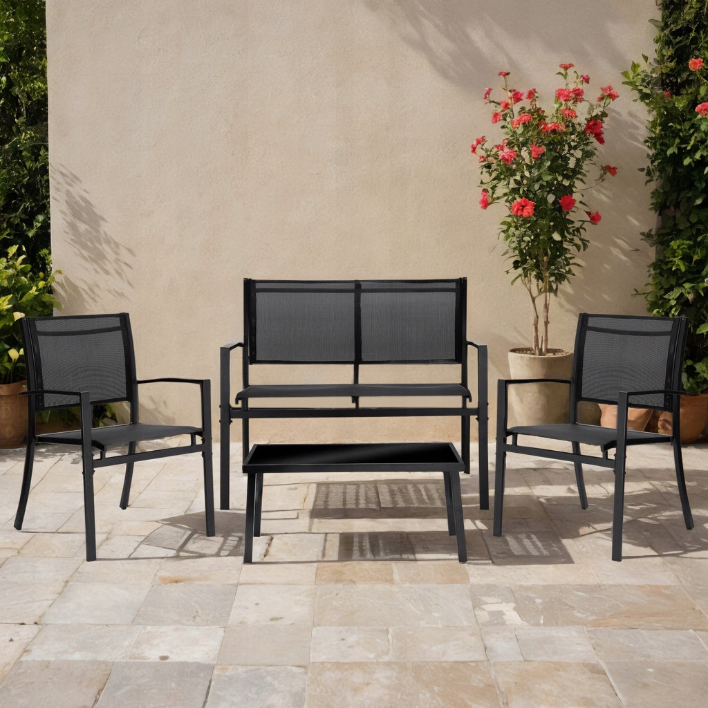 GARDEN FURNITURE SET SOFA ARMCHAIRS TABLE GARDEN FURNITURE TERRACE BALCONY 4in1 Main material metal