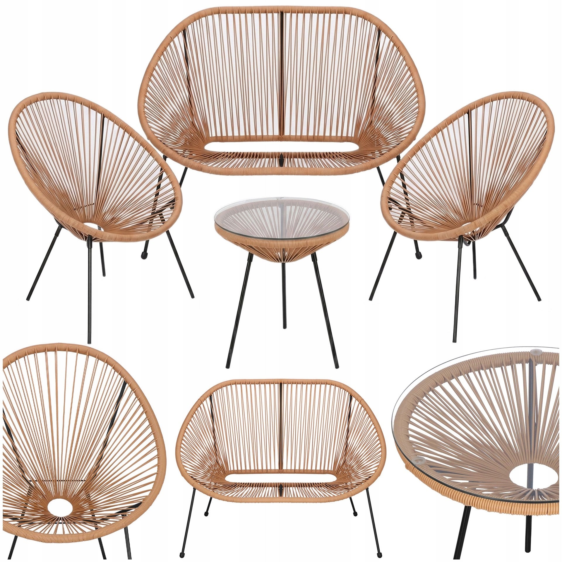 GARDEN FURNITURE SET SOFA RATTAN ARMCHAIR ACAPULCO FURNITURE SET FOR 5 PEOPLE Main material synthetic rattan