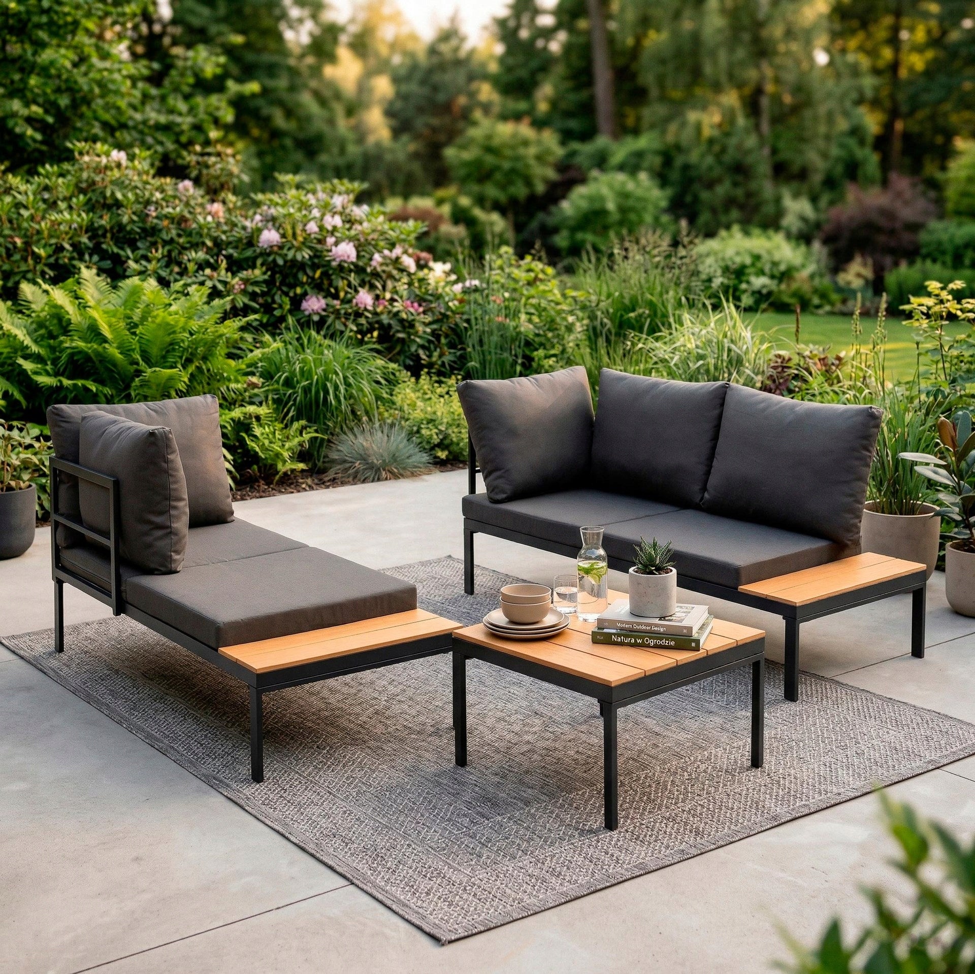GARDEN FURNITURE SET SOFA STEEL TABLE FOR TERRACE FURNITURE SET FOR 4 PEOPLE Packaging status original