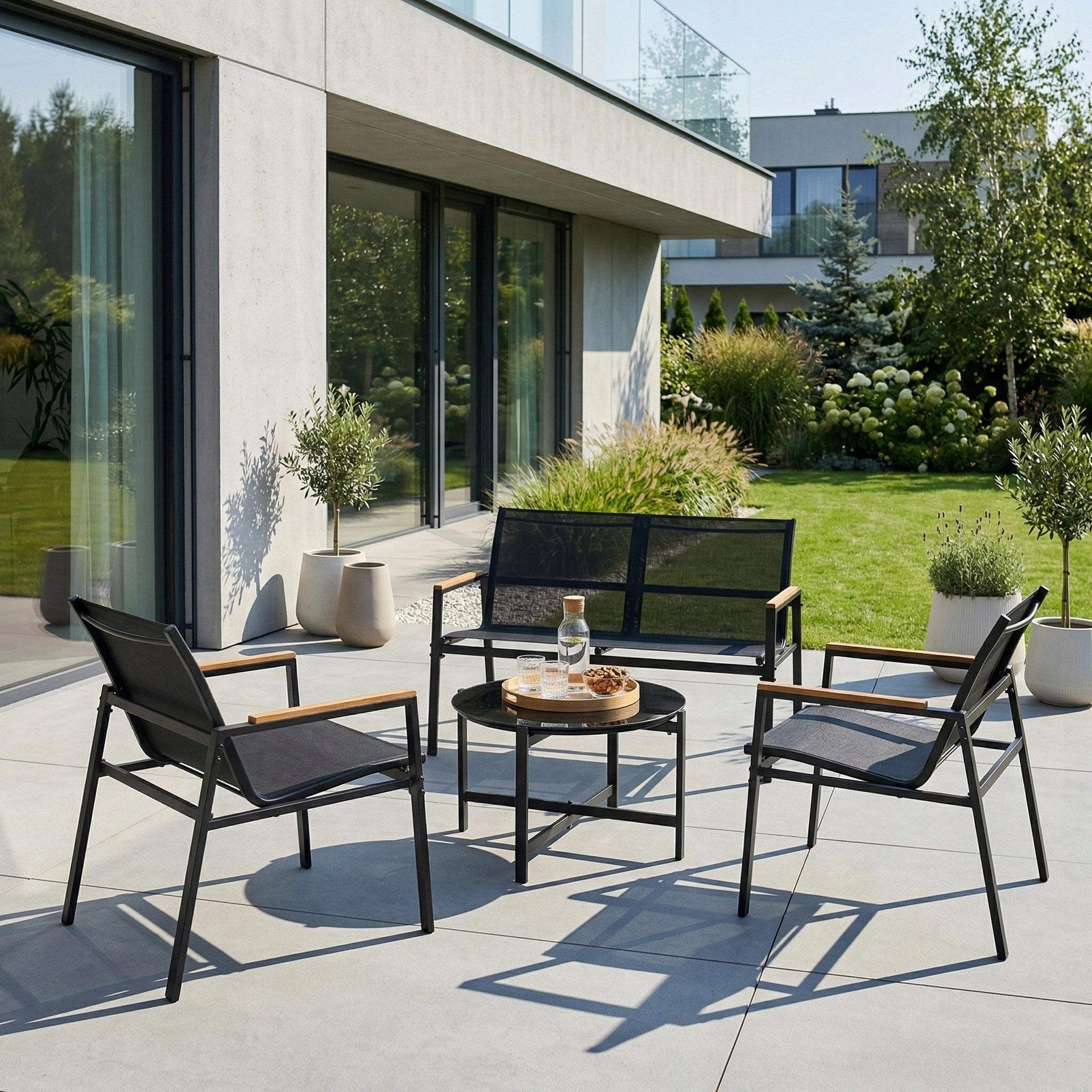 GARDEN FURNITURE SET SOFA TABLE CHAIRS METAL FURNITURE SET FOR 4 PEOPLE Packaging status original