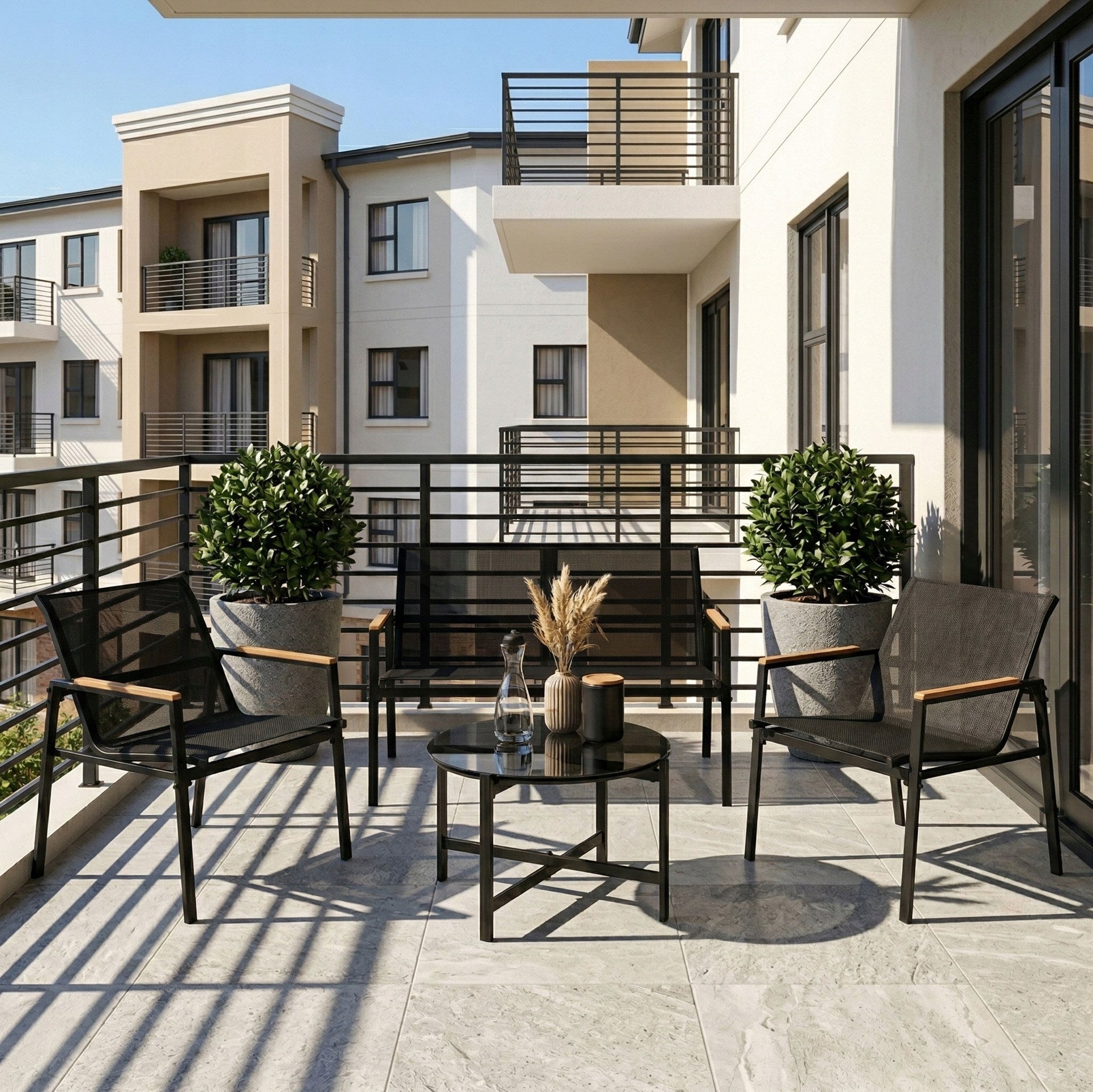 GARDEN FURNITURE SET SOFA TABLE CHAIRS METAL FURNITURE SET FOR 4 PEOPLE Set contents chair bench end table