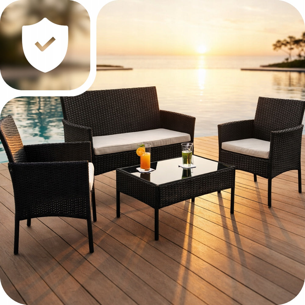 GARDEN FURNITURE SET SOFA TABLE RATTAN ARMCHAIRS FURNITURE SET FOR 5 PEOPLE Number of items in the set 4