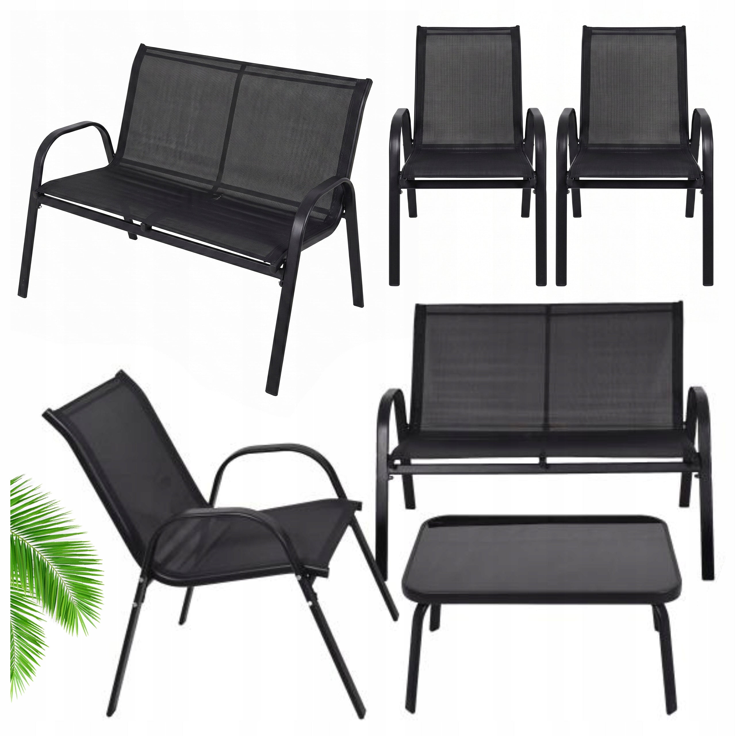 GARDEN FURNITURE SET Sofa 2 Chairs COFFEE Table