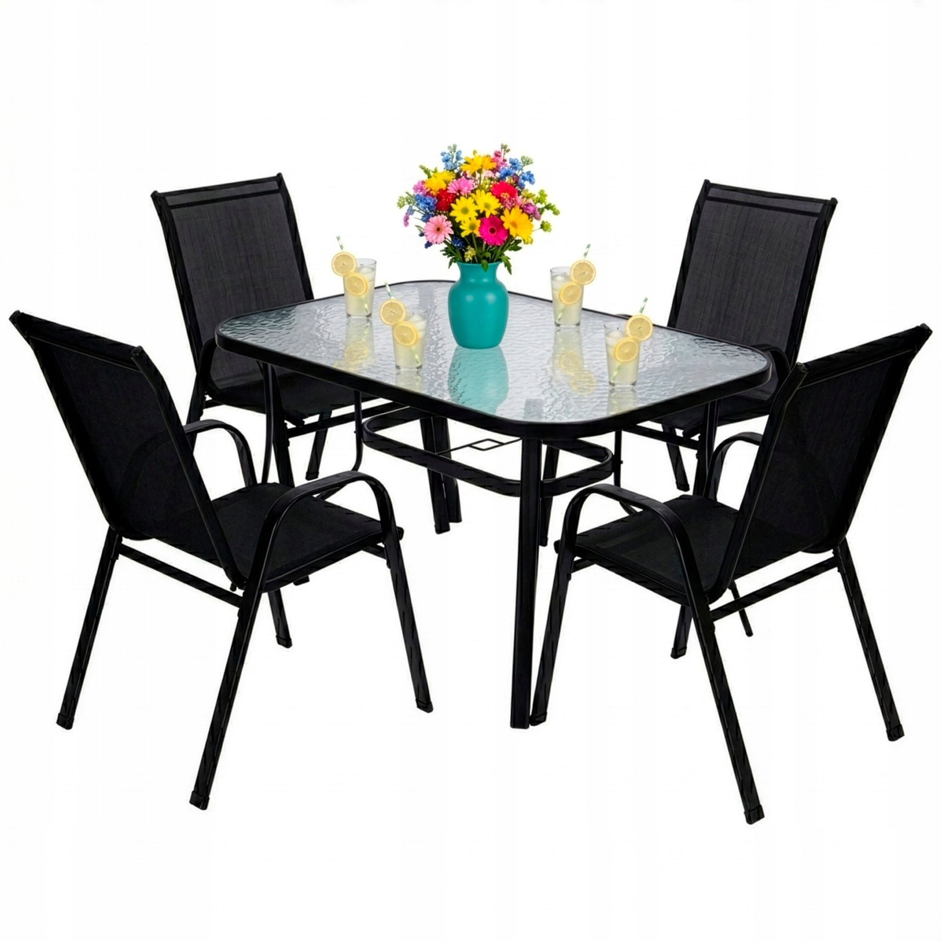 GARDEN FURNITURE SET TABLE +4 CHAIRS FOR TERRACE BALCONY LARGE