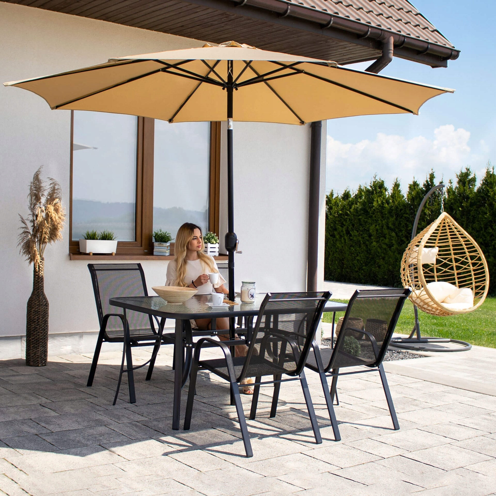 GARDEN FURNITURE SET TABLE +6 CHAIRS FOR TERRACE BALCONY LARGE For dinner set
