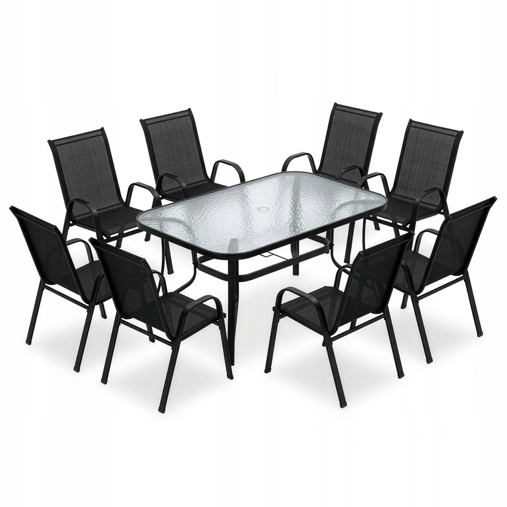 GARDEN FURNITURE SET TABLE +8 CHAIRS FOR TERRACE BALCONY LARGE Set contents chair table