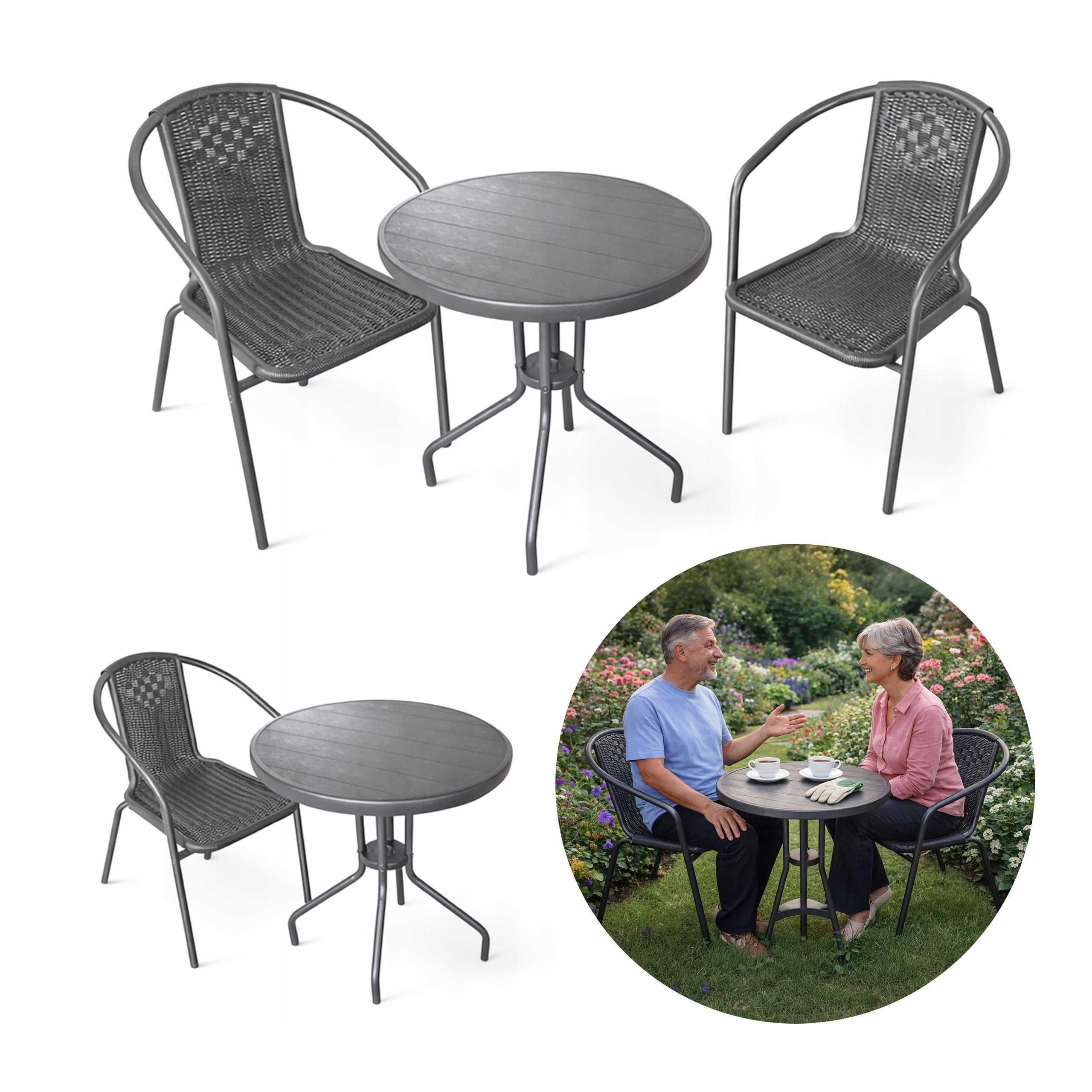 GARDEN FURNITURE SET TABLE CHAIRS FURNITURE SET TERRACE WITH TECHNORATANE Packaging status original