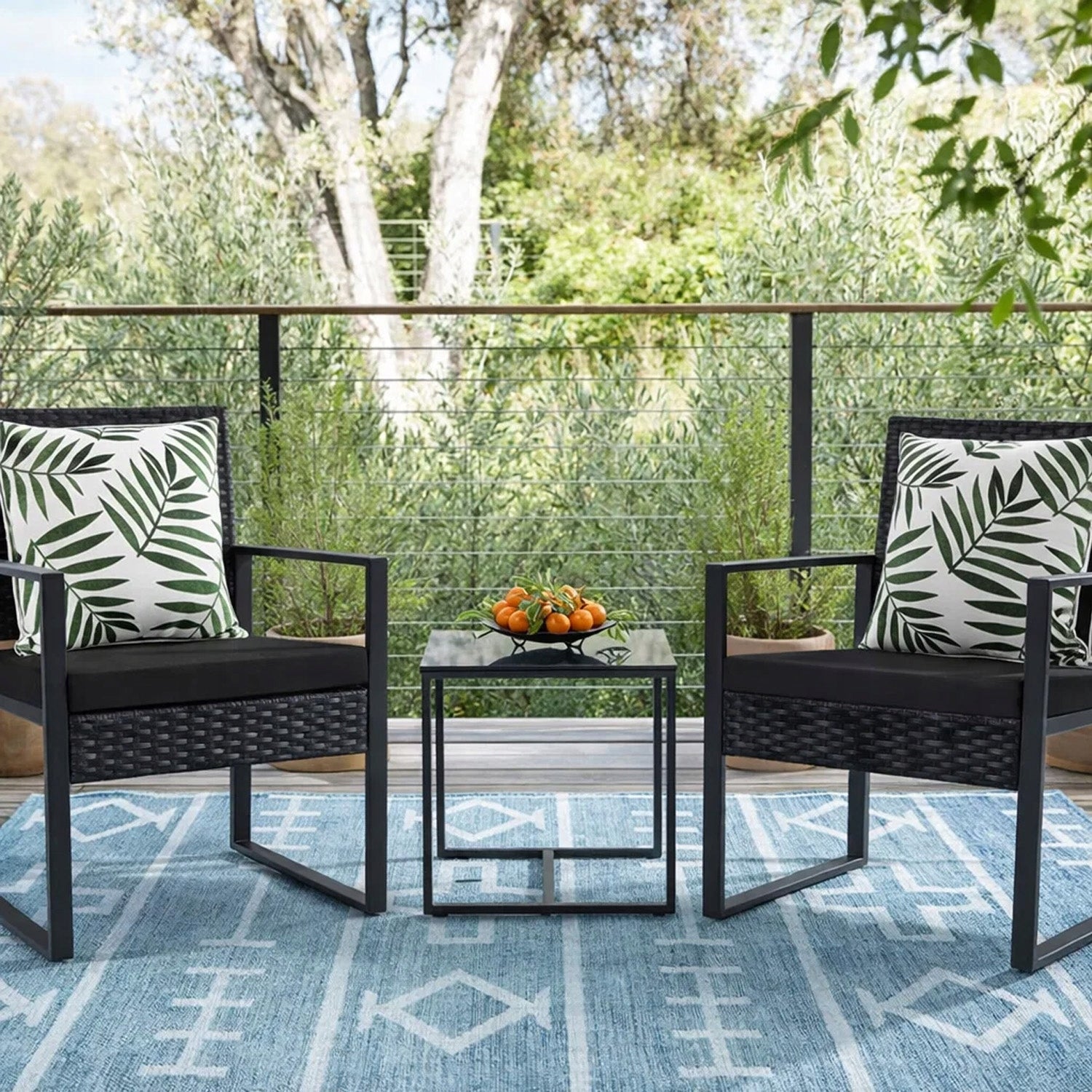 GARDEN FURNITURE SET TERRACE FURNITURE BLACK ARMCHAIRS TABLE RATTAN Manufacturer MEMFLOW