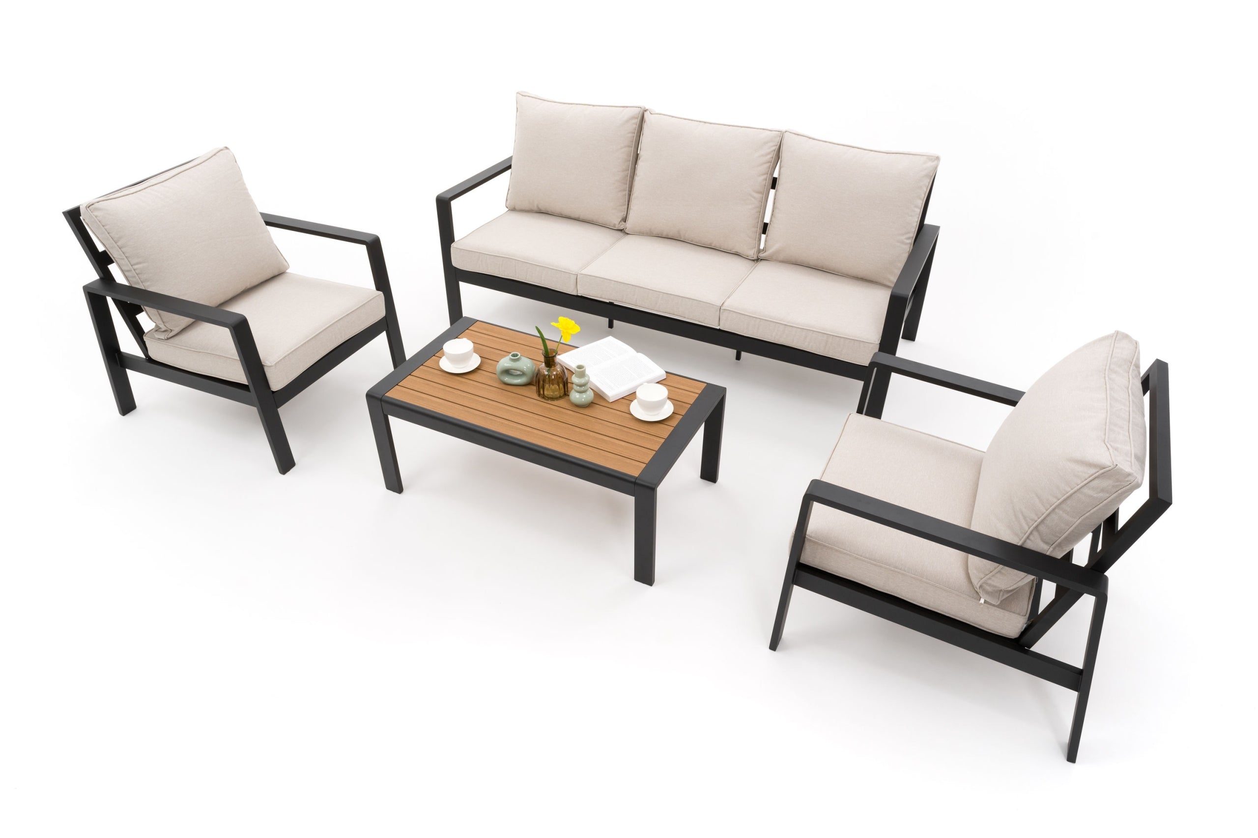 GARDEN FURNITURE SET TERRACE MODERN ALUMINUM ATOLL 5 GRAPHITE BEIGE Manufacturer code ZESTAW ATOL 5 - GRAFITOWO-BEŻOWY