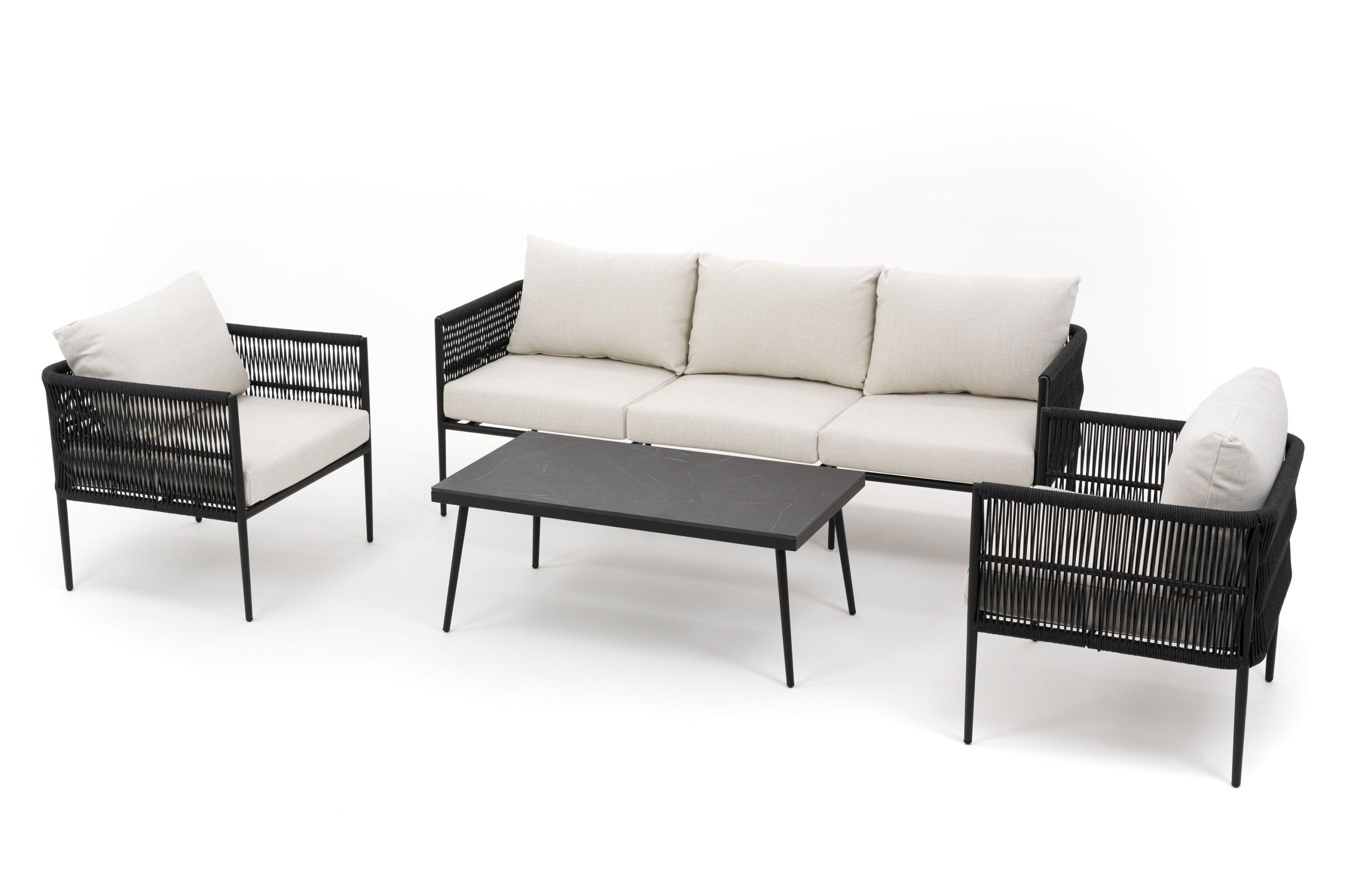 GARDEN FURNITURE SET TERRACE MODERN ALUMINUM BELIZE BLACK AND BEIGE Main material aluminum