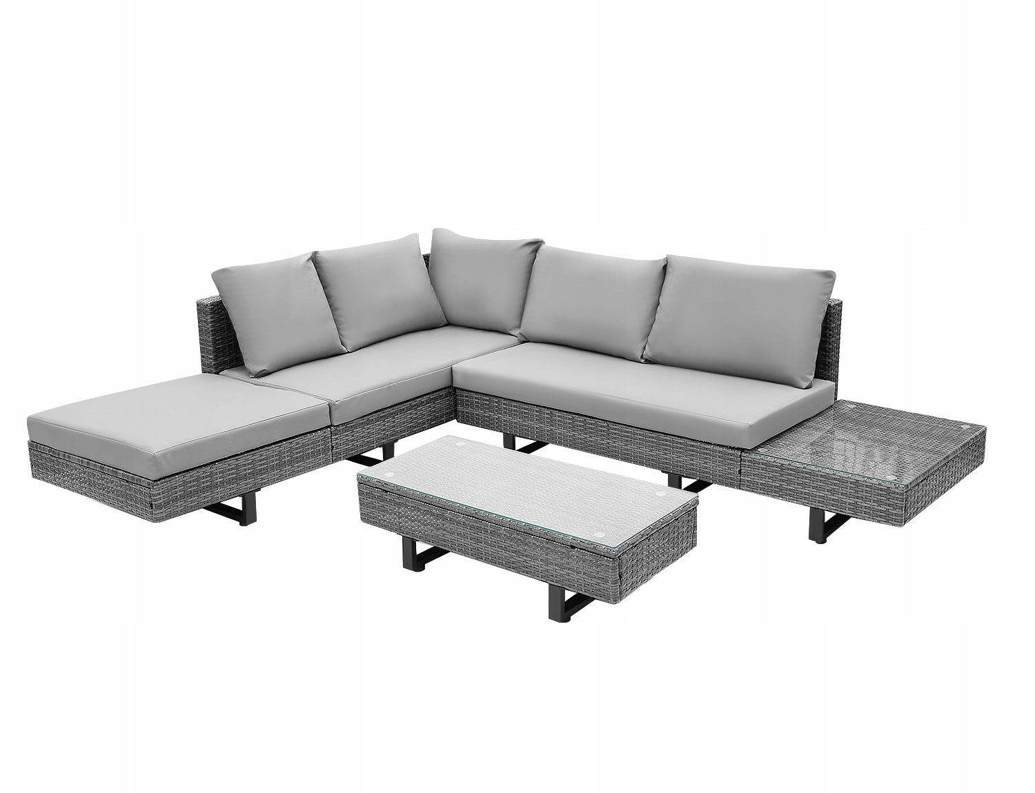 GARDEN FURNITURE SET TORINO CORNER + TABLE GLASS RATTAN TOP
