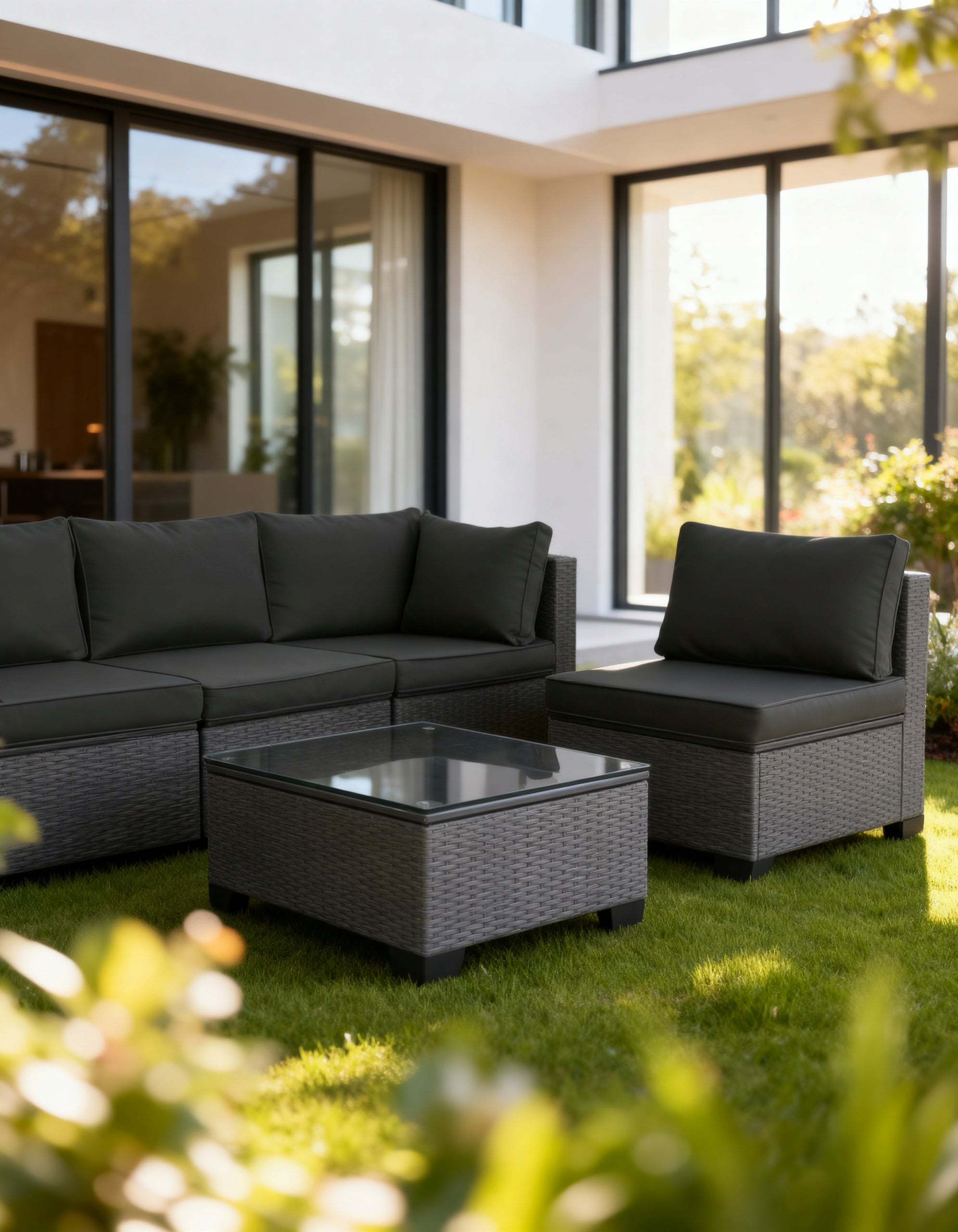 GARDEN FURNITURE SET XL2501 RATTAN CORNER TABLE FOR TERRACE GREY Manufacturer code IdealGarden