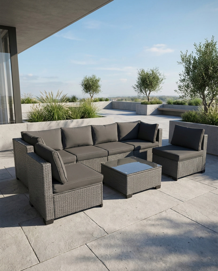GARDEN FURNITURE SET XL2501 RATTAN CORNER TABLE FOR TERRACE GREY Product weight with unit packaging 77 kg
