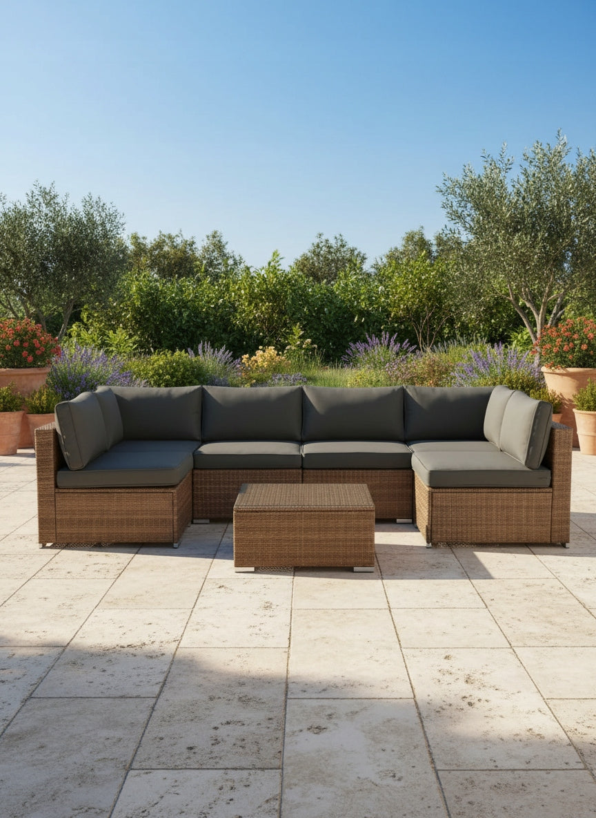 GARDEN FURNITURE SET XL2501 RATTAN CORNER TABLE LIGHT BROWN Manufacturer code IdealGarden
