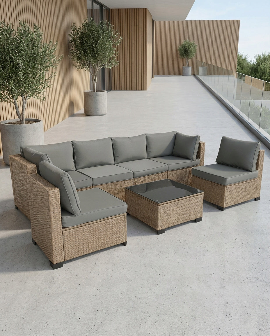 GARDEN FURNITURE SET XL2501 RATTAN CORNER TABLE TERRACE NATURAL Color beige