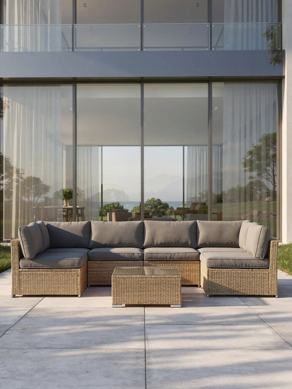 GARDEN FURNITURE SET XL2501 RATTAN CORNER TABLE TERRACE NATURAL Main material synthetic rattan