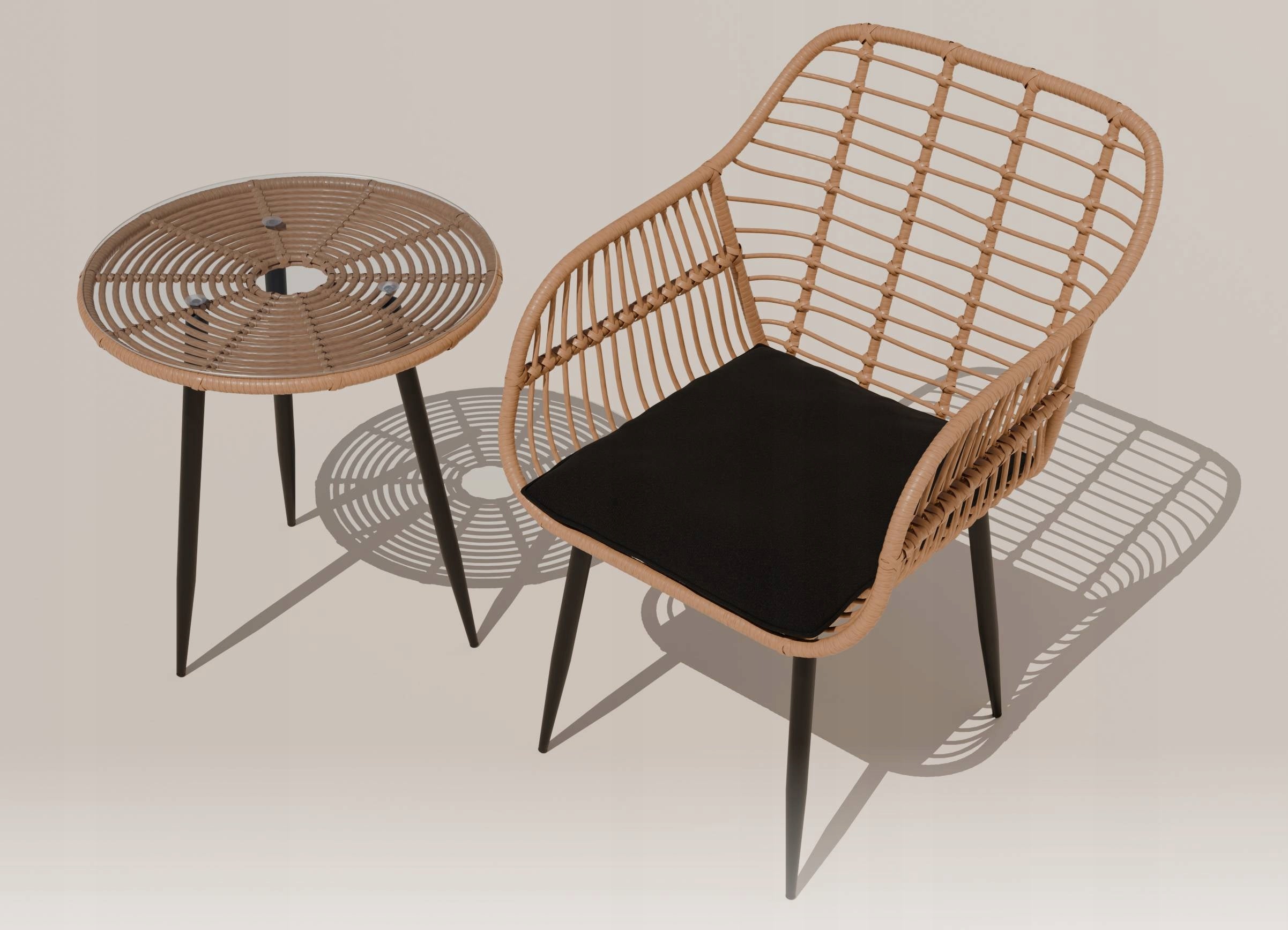 GARDEN FURNITURE SET ZENJOY WEBBY GARDEN FURNITURE RATTAN GARDEN 3.el Line Ogród
