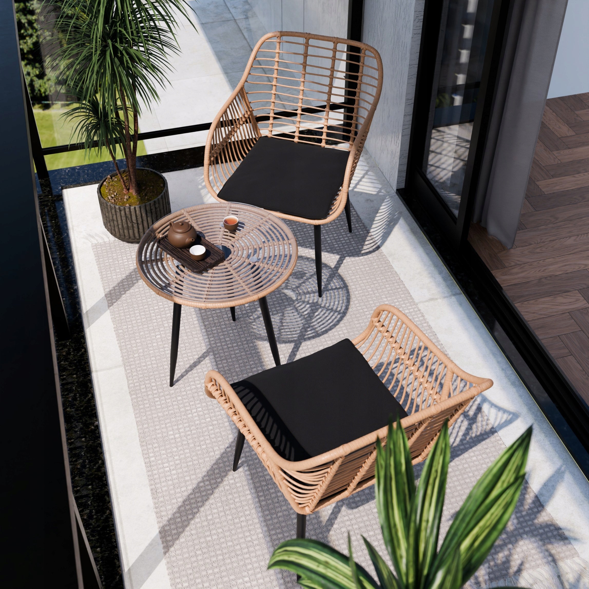 GARDEN FURNITURE SET ZENJOY WEBBY GARDEN FURNITURE RATTAN GARDEN 3.el Main material synthetic rattan