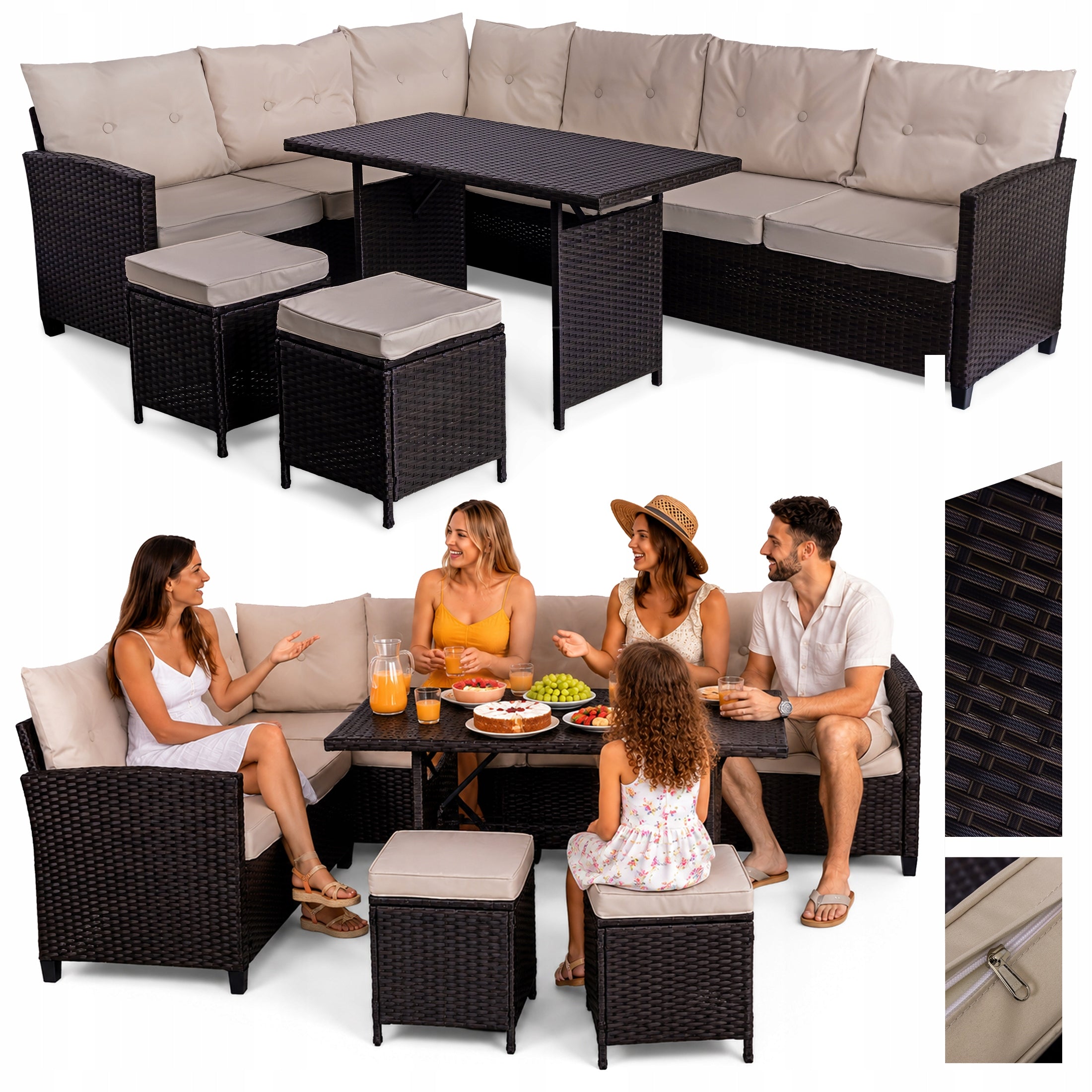 GARDEN FURNITURE SET corner GINO furniture set for terrace TECHNORATTAN