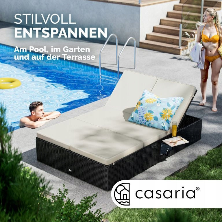 GARDEN FURNITURE SUN LOUNGER BED PILLOWS 200x115x33cm Length (longer side) 200 cm