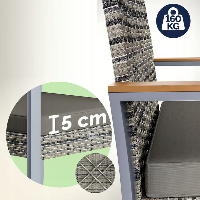 GARDEN FURNITURE TABLE 2 CHAIRS POLYRATTAN ACACIA WOOD Manufacturer Casaria