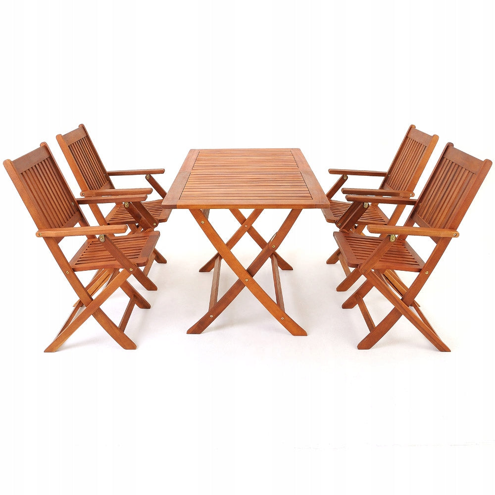 GARDEN FURNITURE WOODEN SET 1 TABLE + 4 CHAIRS Main material wood
