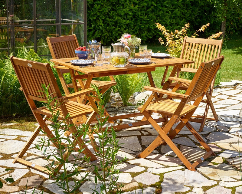 GARDEN FURNITURE WOODEN SET 1 TABLE + 4 CHAIRS Manufacturer code 992819