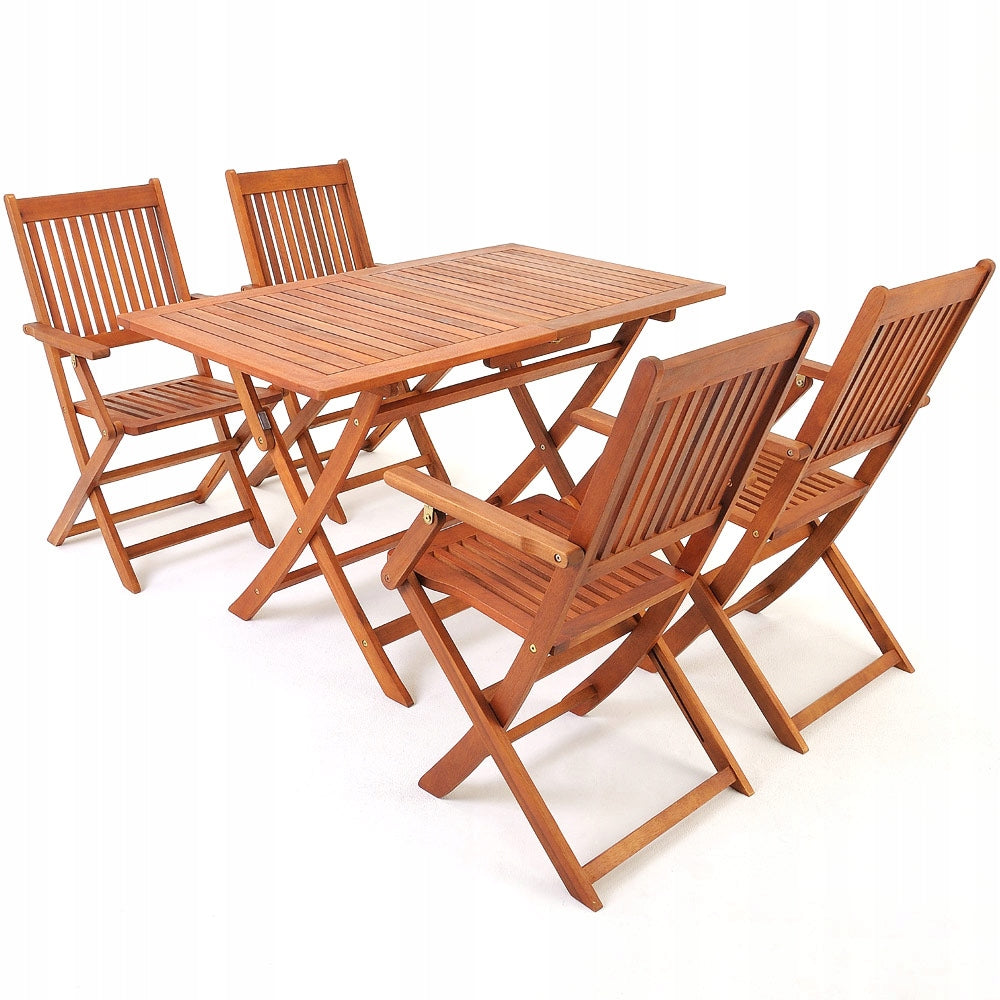 GARDEN FURNITURE WOODEN SET 1 TABLE + 4 CHAIRS