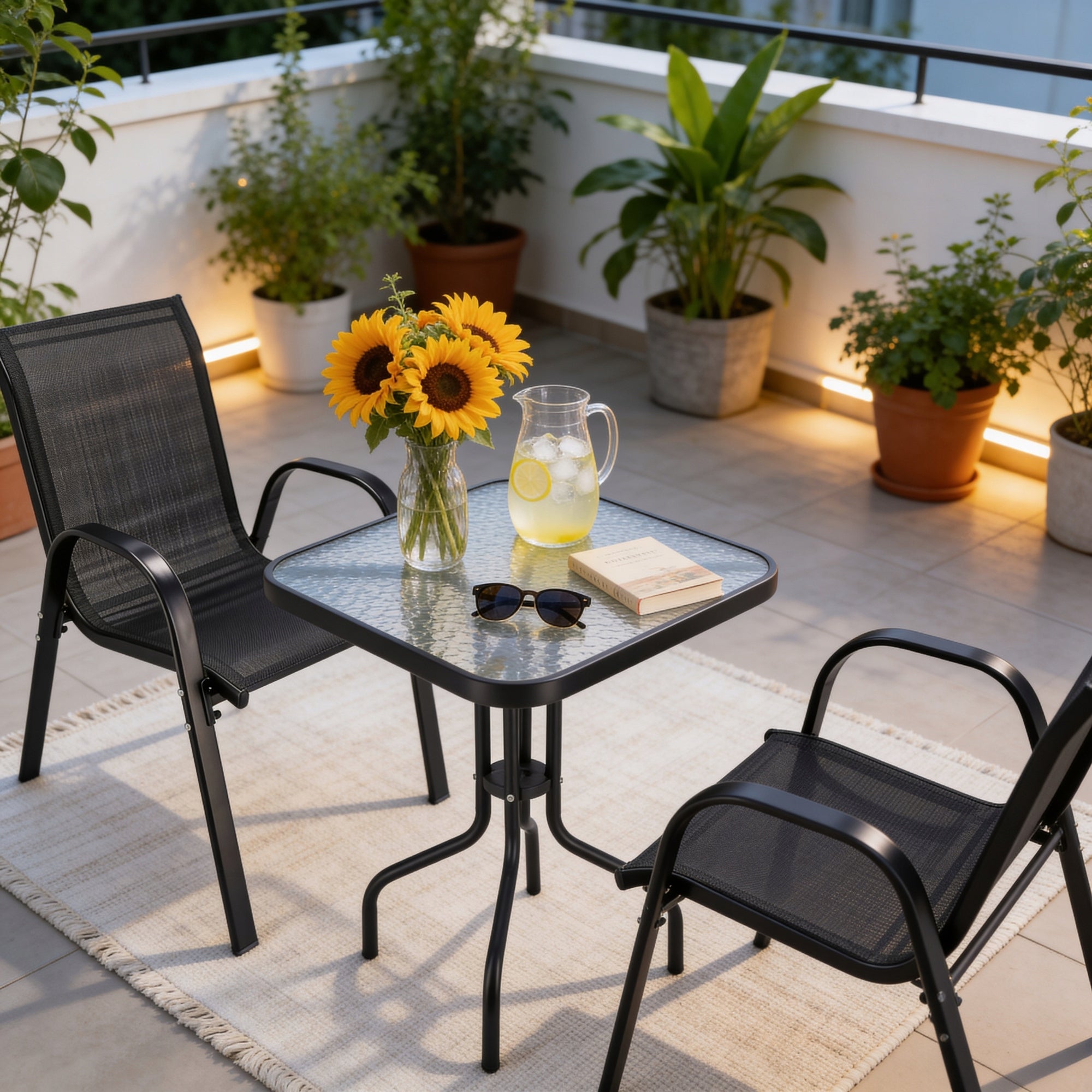 GARDEN FURNITURE terrace balcony set table chair table black Packaging status original