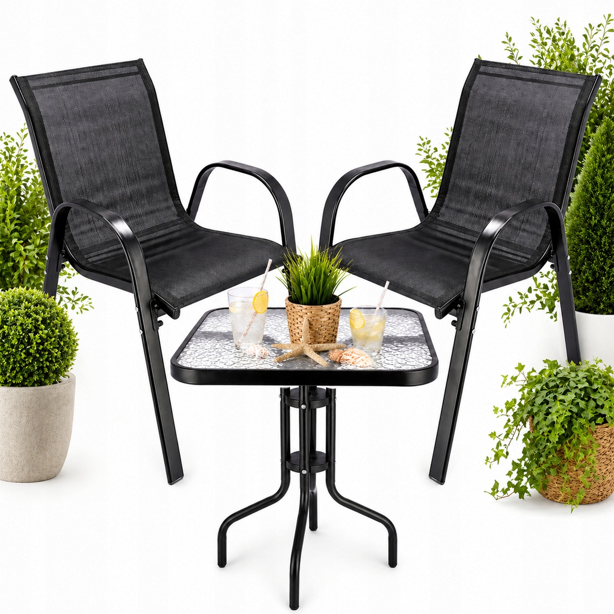 GARDEN FURNITURE terrace balcony set table chair table black