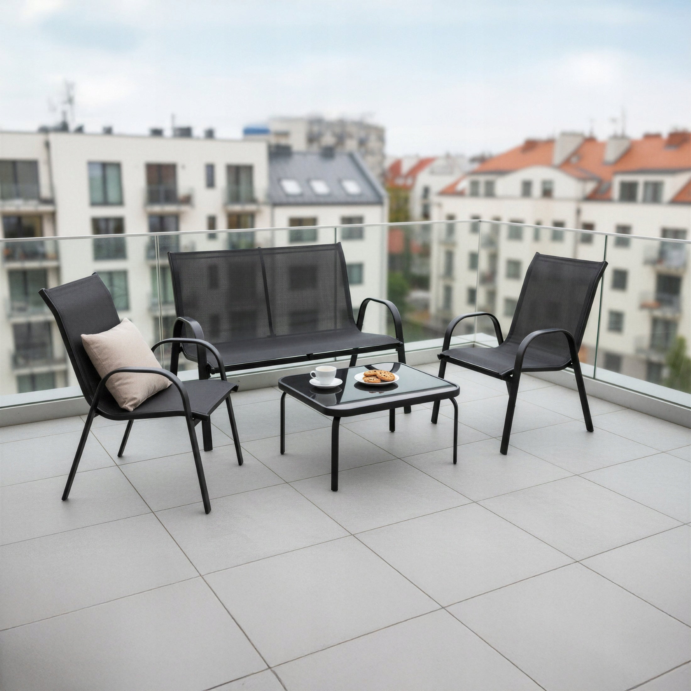 GARDEN FURNITURE terrace garden set table chair sofa black coffee Main material other