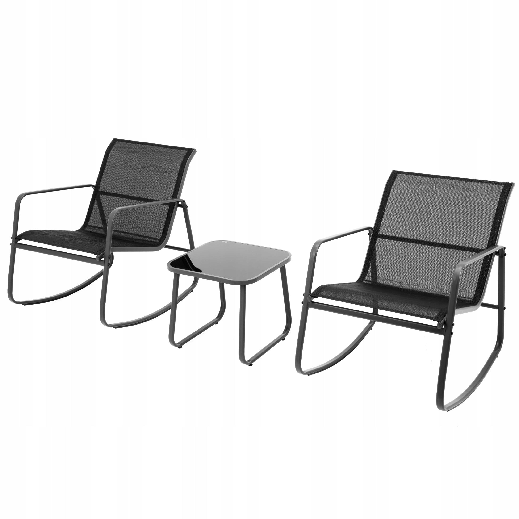GARDEN Furniture Set 2 Chair Chairs ROCKING Textile Glass Table Number of items in the set 3