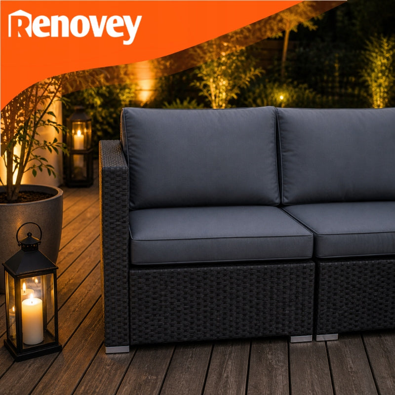 GARDEN Furniture Set Corner MODULAR Armchair Table U L Grey Rattan Number of items in the set 7