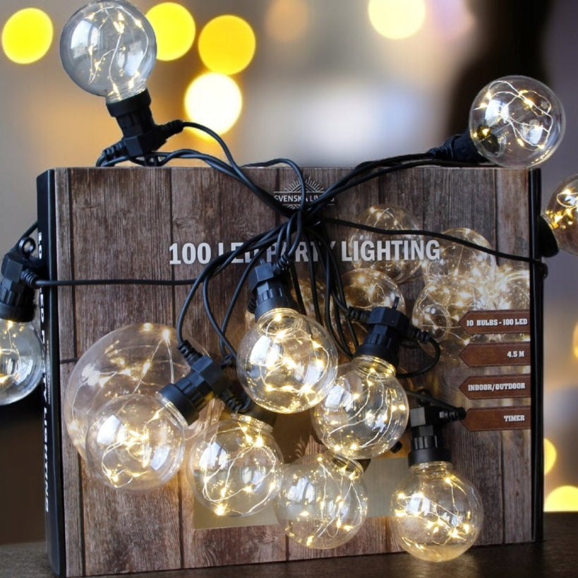 GARDEN GARLAND LIGHT 7,5M 10x LED BULB BALLS FOR BALCONY TERRACE Packaging status original