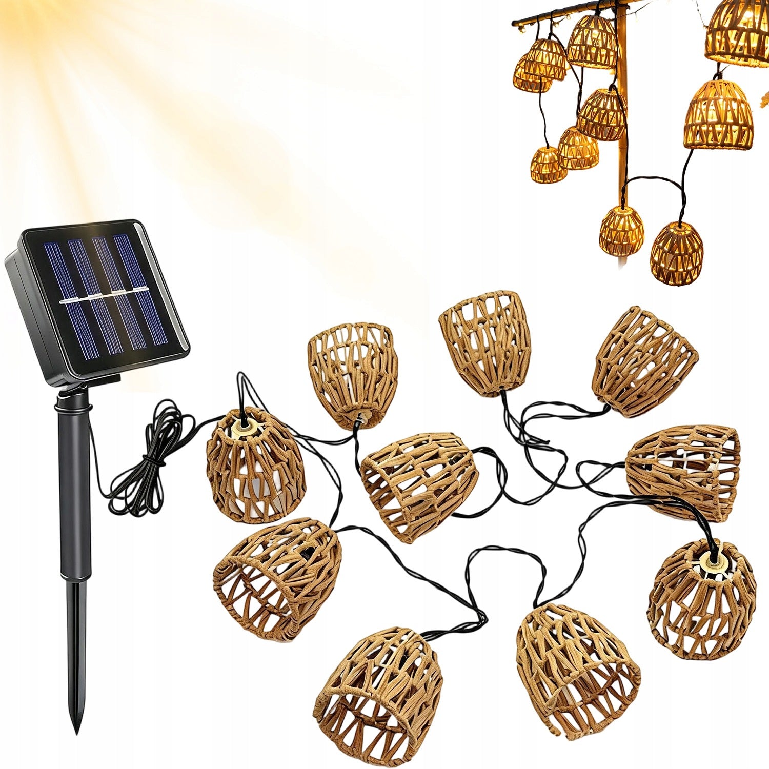GARDEN GARLAND LIGHT SOLAR LAMPS FOR TERRACE BALCONY 3,6M 10 PCS IP65